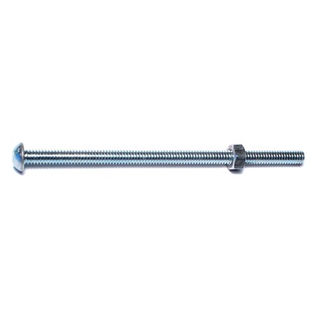 1/4"-20 x 5 in Slotted Round Machine Screw, Zinc Plated 8 PK